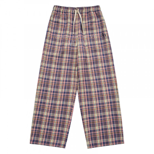 TARTAN CHECK WIDE LONG PANTS PINK