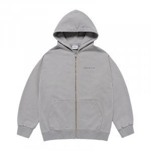 BASIC BIO WASHING HOODIE ZIP UP GREY