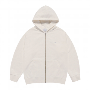 BASIC BIO WASHING HOODIE ZIP UP CREAM