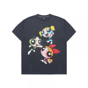 THE POWERPUFF GIRLS X acmé de la vie big printing artwork t-shirts  CHARCOAL