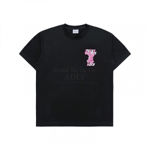 FUZZY FONT RABBIT SHORT SLEEVE T-SHIRT BLACK