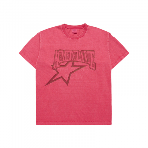 STAR AE LOGO PIGMENT WASHING SHORT SLEEVE T-SHIRT PINK