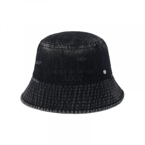 DAMAGE WASHING DENIM BUCKET HAT BLACK