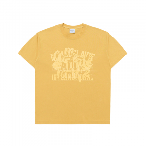 LAYER OLD SCHOOL PRINTING SHORT SLEEVE T-SHIRT YELLOW