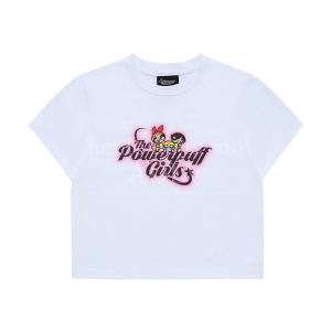 THE POWERPUFF GIRLS X acmé de la vie gradient curlylogo crop t-shirts WHITE