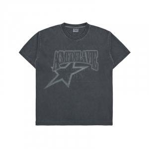 STAR AE LOGO PIGMENT WASHING SHORT SLEEVE T-SHIRT CHARCOAL