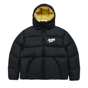 ADLV PRINT HOODED DUCK DOWN PARKA BLACK