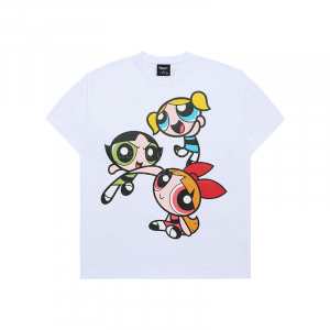 THE POWERPUFF GIRLS X acmé de la vie big printing artwork t-shirts  WHITE