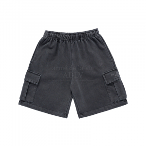 BASIC LOGO PIGMENT WASHING CARGO SHORT PANTS CHARCOAL