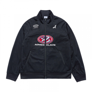 SYMBOL NEEDLEWORK MESH JACKET BLACK