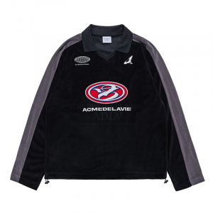 SYMBOL NEEDLEWORK VELOUR LONG SLEEVE BLACK