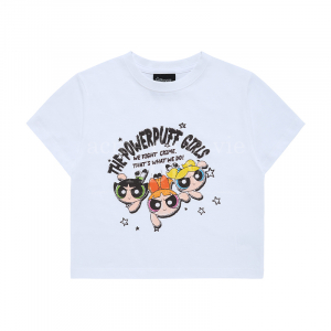 THE POWERPUFF GIRLS X acmé de la vie crayon artwork crop t-shirts WHITE