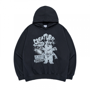CYL4AS CREATURE DESTROYED HOODIE CHARCOAL