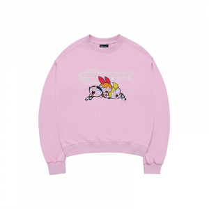 THE POWERPUFF GIRLS X acmé de la vie  logo crop sweatshirt LIGHT PINK