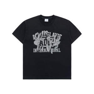 LAYER OLD SCHOOL PRINTING SHORT SLEEVE T-SHIRT BLACK