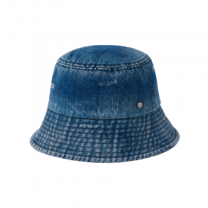 DAMAGE WASHING DENIM BUCKET HAT BLUE